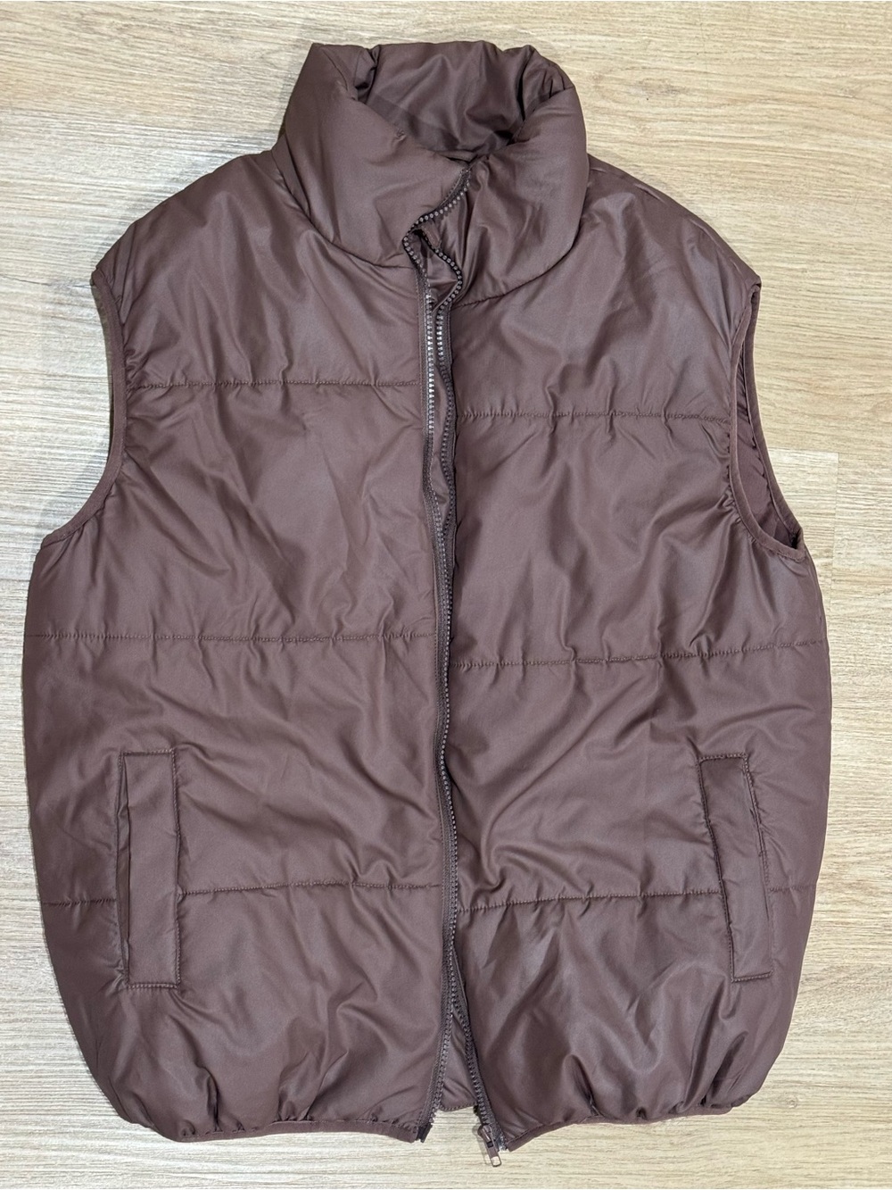 Pink Lily Brown Quilted Puffer Vest